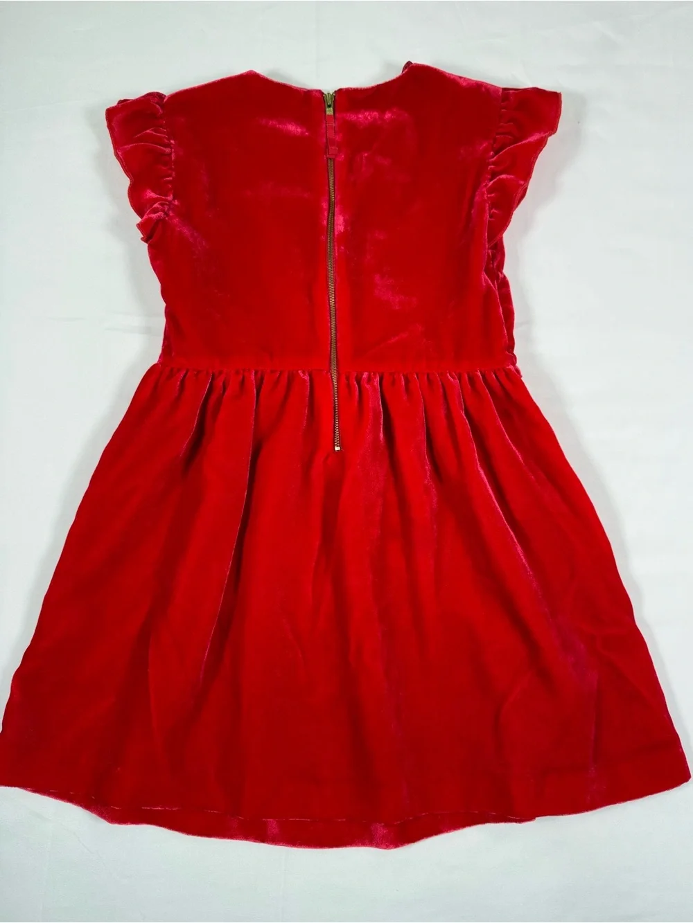 CREWCUTS Girls Velvet Smocked Holiday Party Dress 6 Ruffle Sleeve Christmas